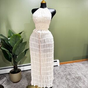 Cream Halter Skirt Set